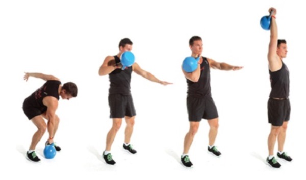 antrenamentul pe intervale împins deasupra capului cu gantera kettlebell